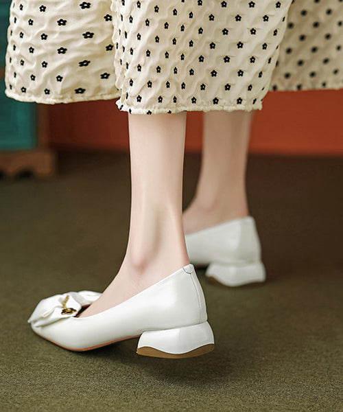 French Fashion Grey Bow Splicing Penny Loafers QK032 shoe-PDX241013