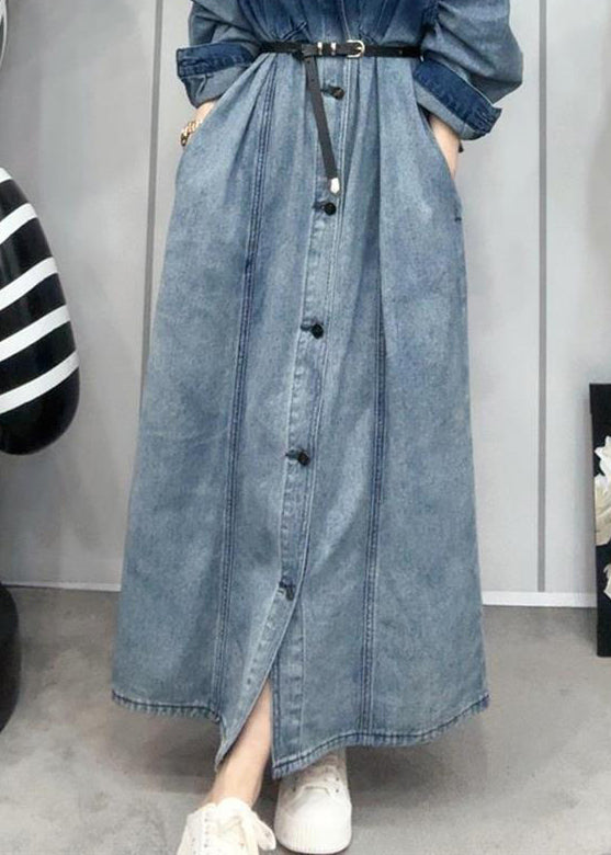 French Gradient Color Button Pockets Denim Shirts Dresses Long Sleeve ZL014 SH-LF-FDL240621