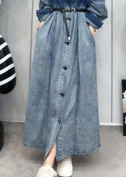 French Gradient Color Button Pockets Denim Shirts Dresses Long Sleeve ZL014 SH-LF-FDL240621