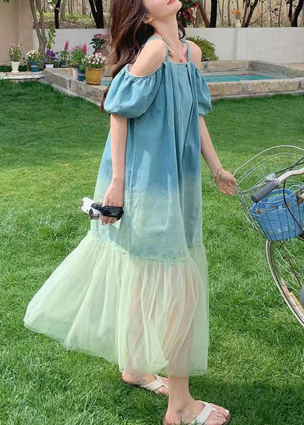 French Gradient Color Tulle Patchwork Long Dresses Summer XX004 SH-LF-SDL240611
