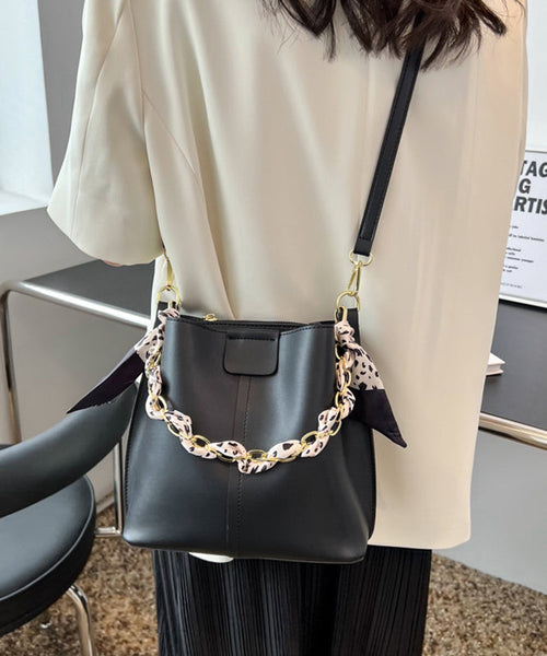 Bucket French Green Calf Linked Chain Bag Leather FashionChic