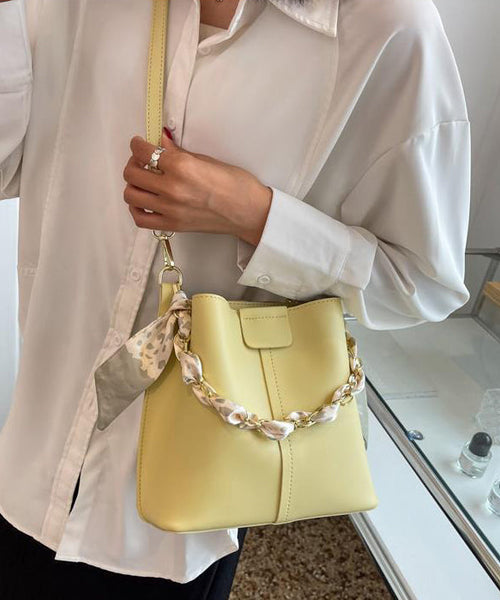 Bucket French Green Calf Linked Chain Bag Leather FashionChic