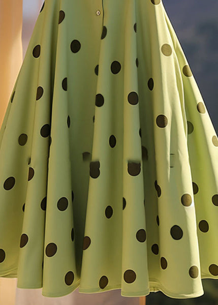 Green A Dot Print French Skirt Summer Line Chiffon FashionChic