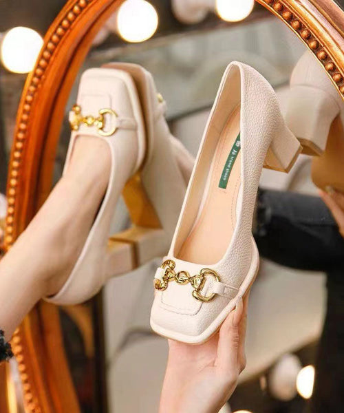 French Green Faux Leather Sequined Splicing Chunky High Heels DD1027 Shoe-GGX240605