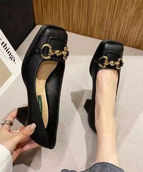 French Green Faux Leather Sequined Splicing Chunky High Heels DD1027 Shoe-GGX240605