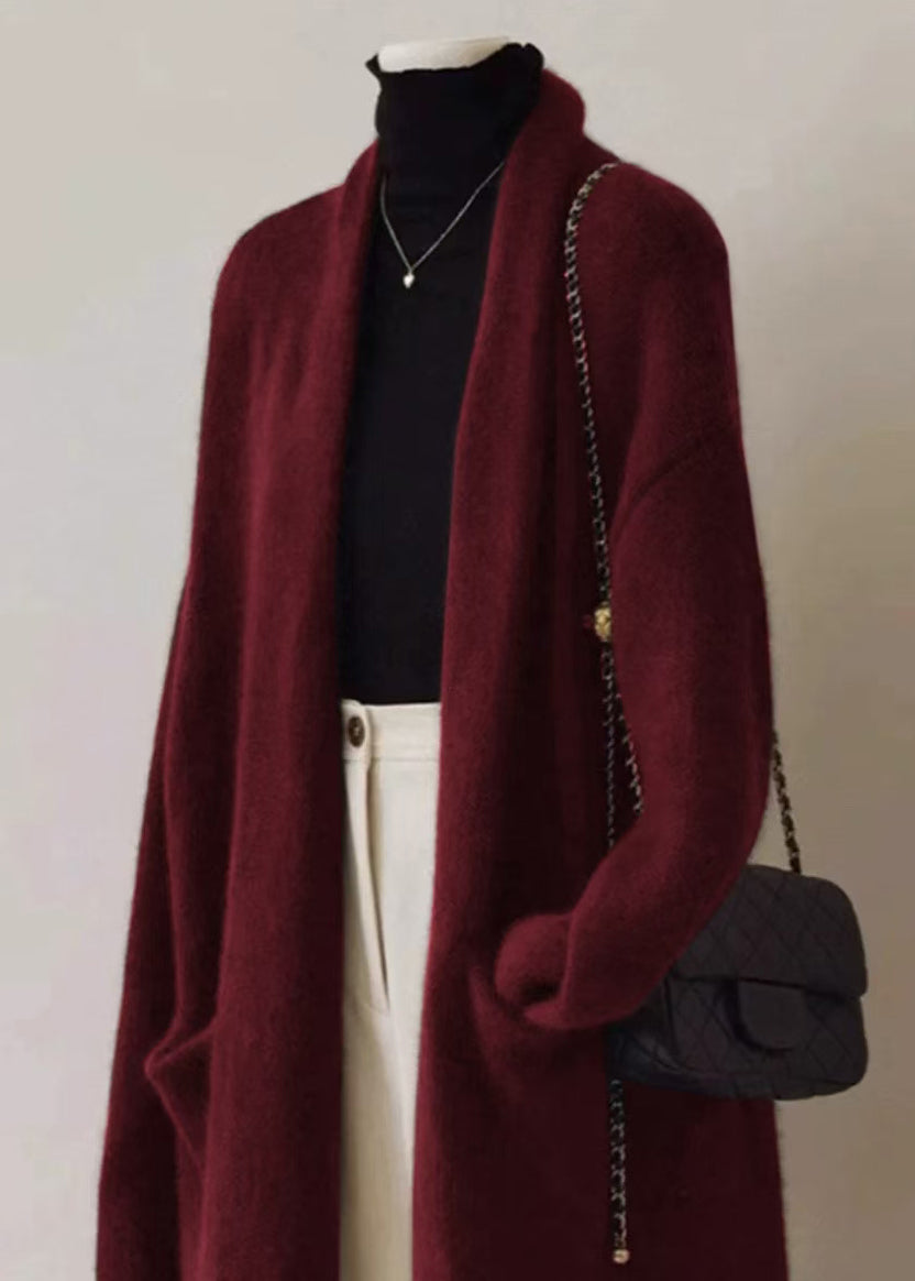 French Green V Neck Pockets Woolen Cardigan Fall RS046 ABC