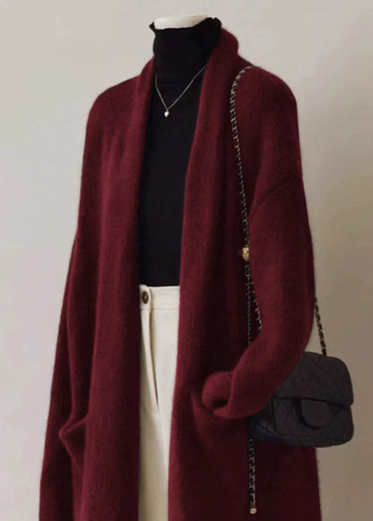 French Green V Neck Pockets Woolen Cardigan Fall RS046 ABC