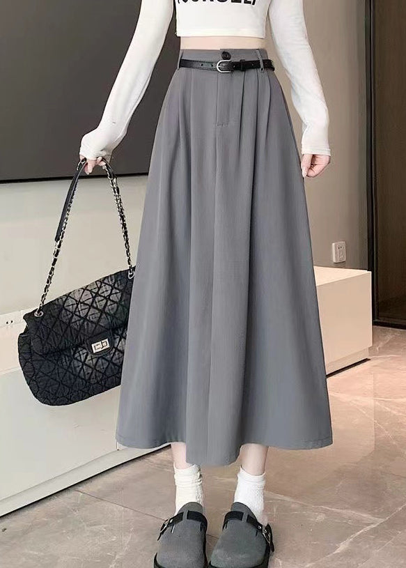 French Grey High Waist Exra Large Hem Skirt Spring QQ1029 Ada Fashion