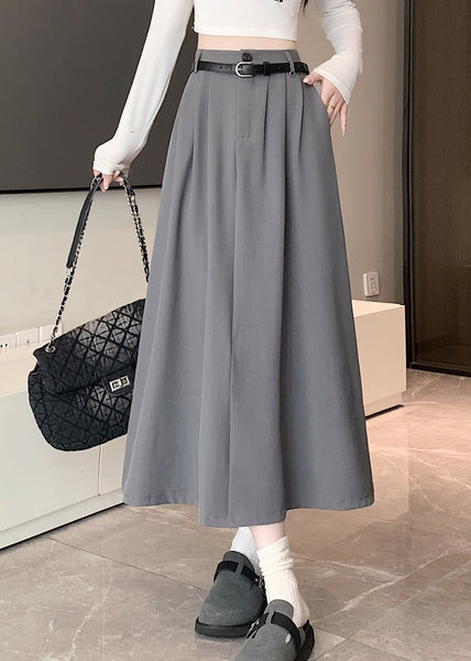 French Grey High Waist Exra Large Hem Skirt Spring QQ1029 Ada Fashion