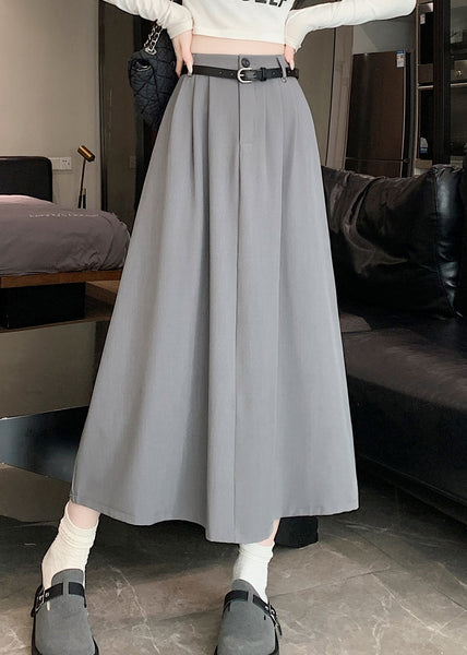 French Grey High Waist Exra Large Hem Skirt Spring QQ1029 Ada Fashion