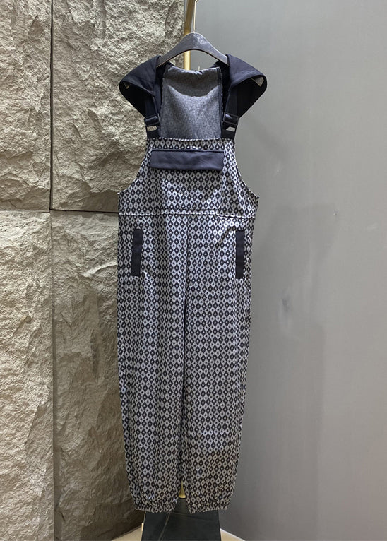 French Grey Hooded Print Pockets Cotton Jumpsuits Summer KK012 SH-LF-JPTS240602