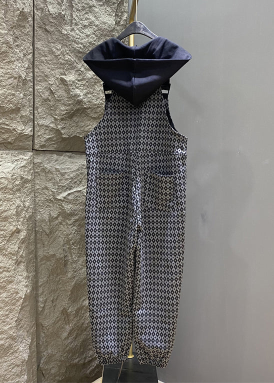 French Grey Hooded Print Pockets Cotton Jumpsuits Summer KK012 SH-LF-JPTS240602
