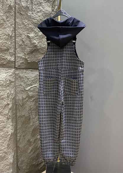 French Grey Hooded Print Pockets Cotton Jumpsuits Summer KK012 SH-LF-JPTS240602