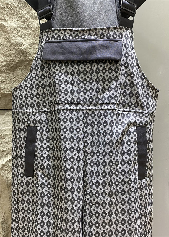 French Grey Hooded Print Pockets Cotton Jumpsuits Summer KK012 SH-LF-JPTS240602