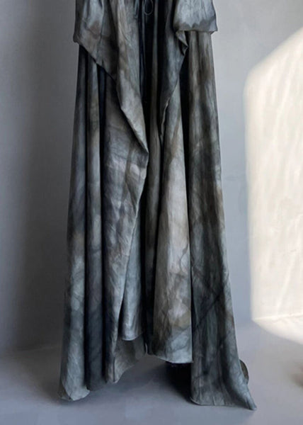 French Grey Lace Up Patchwork Linen Dress Sleeveless EE1058 SH-LF-SDL240517