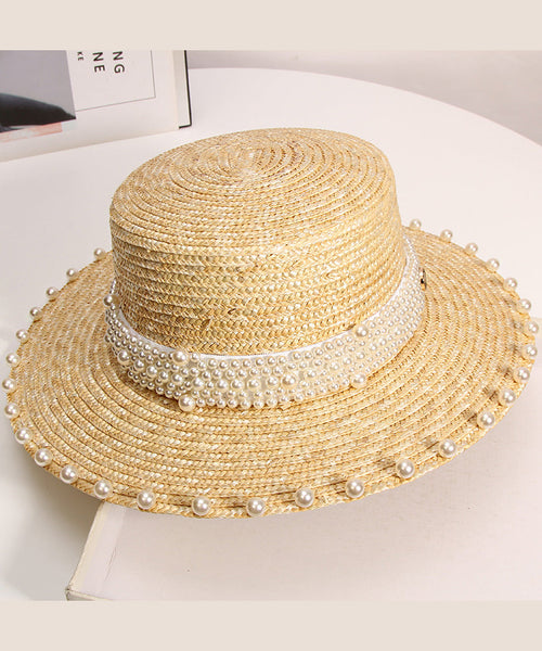 Handmade Hat Pearl Woven Vacation French Straw FashionChic