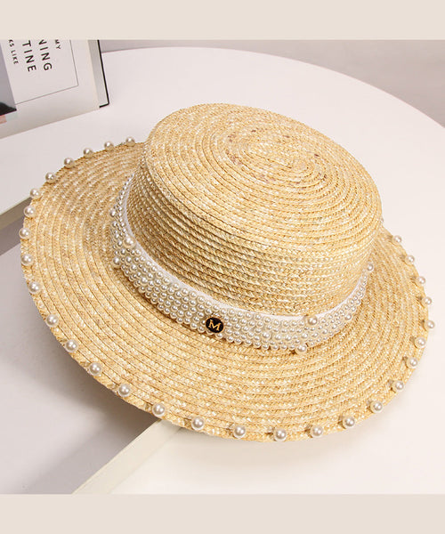 Handmade Hat Pearl Woven Vacation French Straw FashionChic