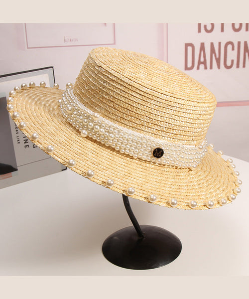 Handmade Hat Pearl Woven Vacation French Straw FashionChic
