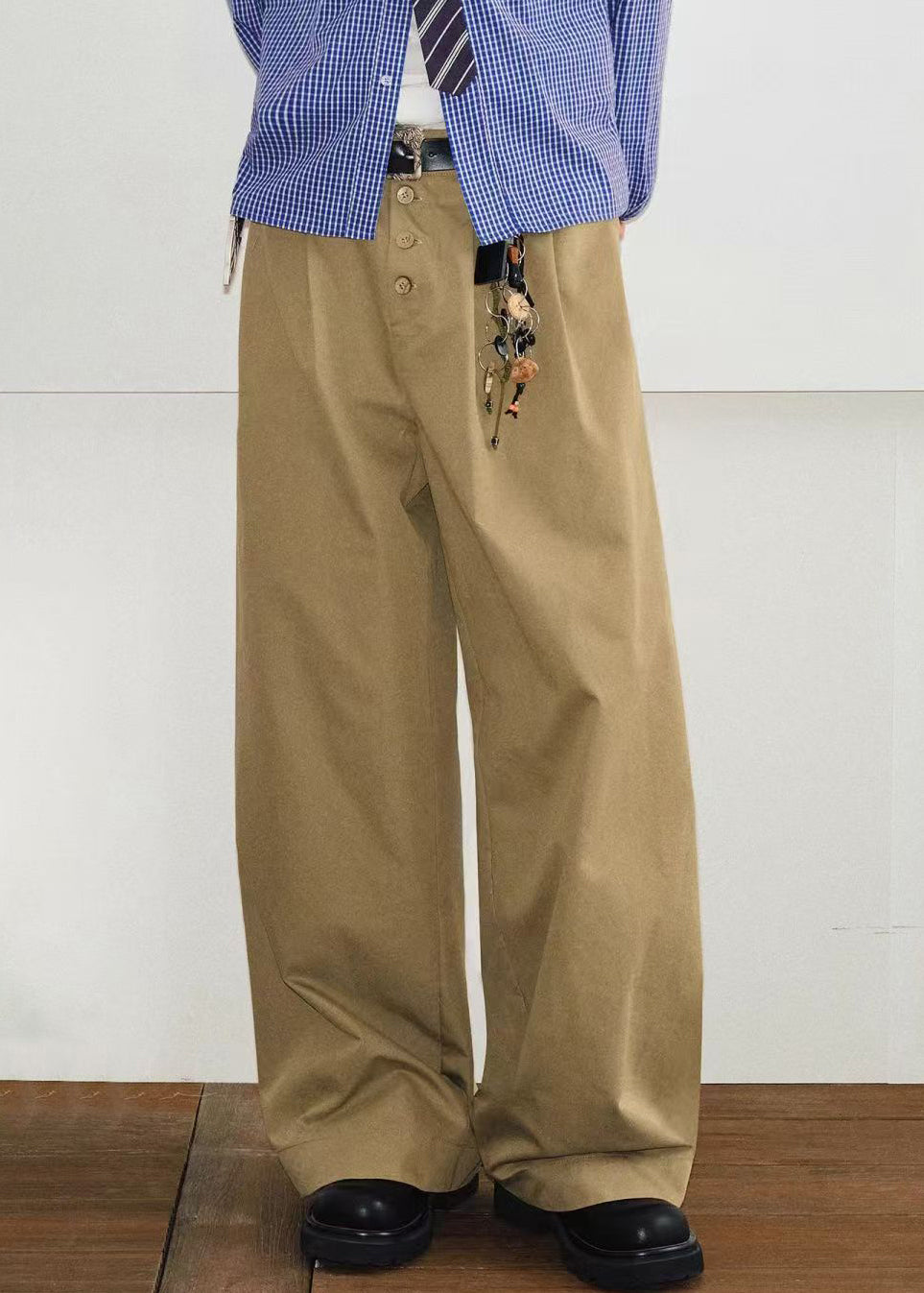 Button Khaki Mens Pockets Summer French Pants Solid Cotton FashionChic