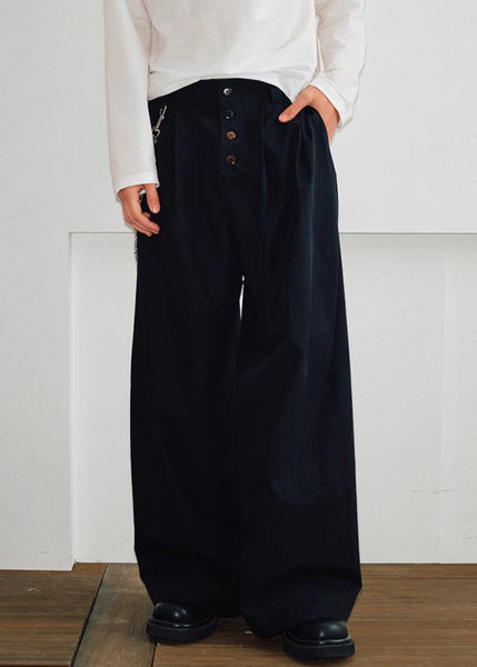 Button Khaki Mens Pockets Summer French Pants Solid Cotton FashionChic