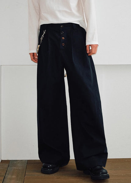 Button Khaki Mens Pockets Summer French Pants Solid Cotton FashionChic