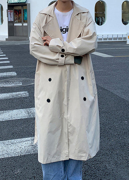 French Khaki Double Breast Tie Waist Cotton Mens Long Trench Coat Spring YQ002 ABC