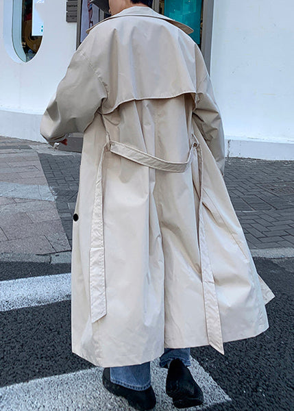 French Khaki Double Breast Tie Waist Cotton Mens Long Trench Coat Spring YQ002 ABC