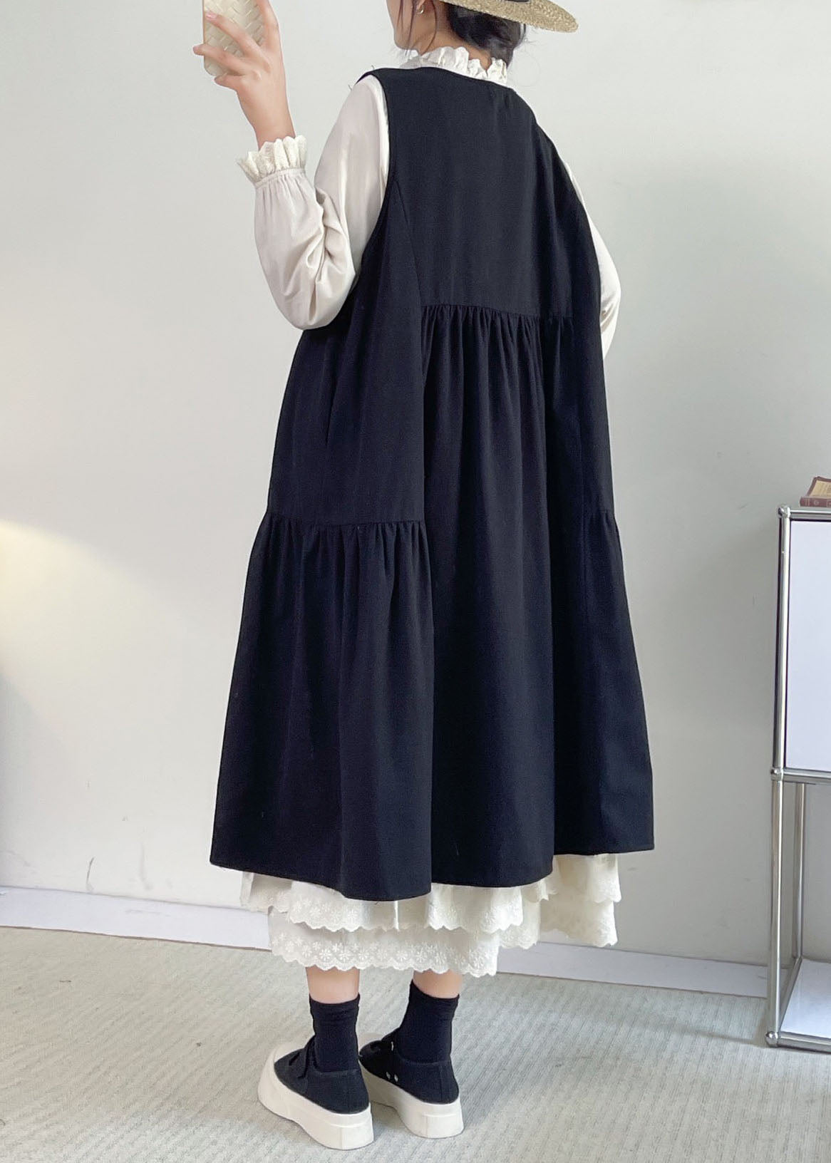 French Khaki O-Neck Lace Patchwork Long Dress Sleeveless BV029 MZF-SDL240702