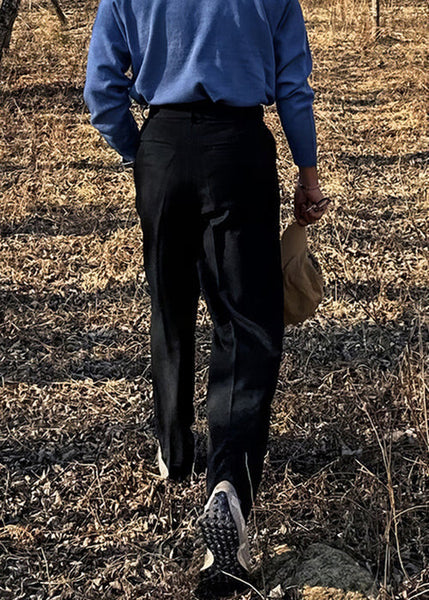 Pockets Solid Pants Fall Waist French High Khaki Mens Spandex FashionChic