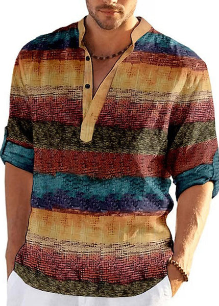 Fall Shirts Plaid Men's Collar Stand Cotton Khaki French T FashionChic