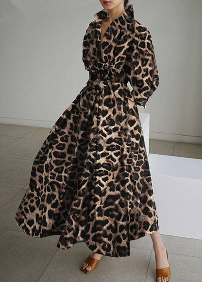 Holiday Cotton Dresses Spring Print Hem Large Exra Leopard French FashionChic