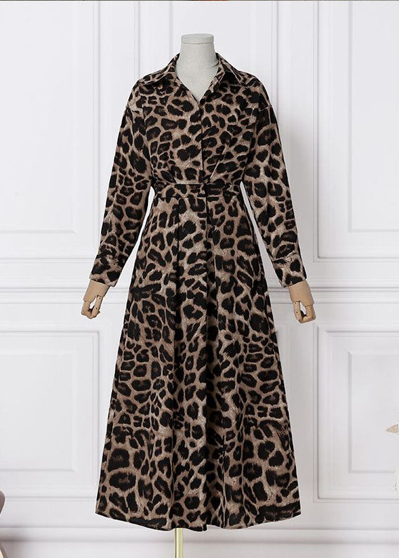 Exra Print French Hem Leopard Cotton Spring Dresses Holiday Large FashionChic