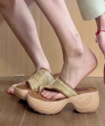 Brown French Sandals Light Slide Flops Flip Platform FashionChic