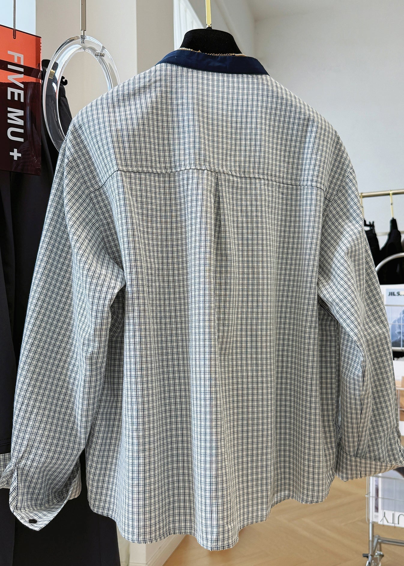 Plaid Neck O Button French Cotton Shirts Top Fall FashionChic