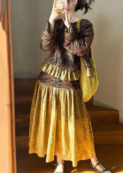 French Photo Color O Neck Ruffled Cotton Sets 2 Pieces Spring Ada Fashion