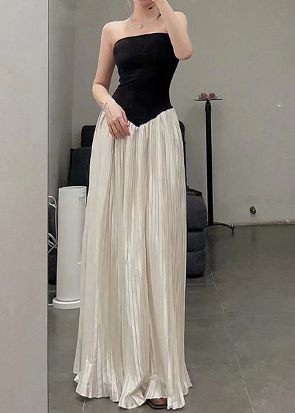 French Photo Color Strapless Patchwork Dresses Summer EE1026 SH-LF-SDL240517