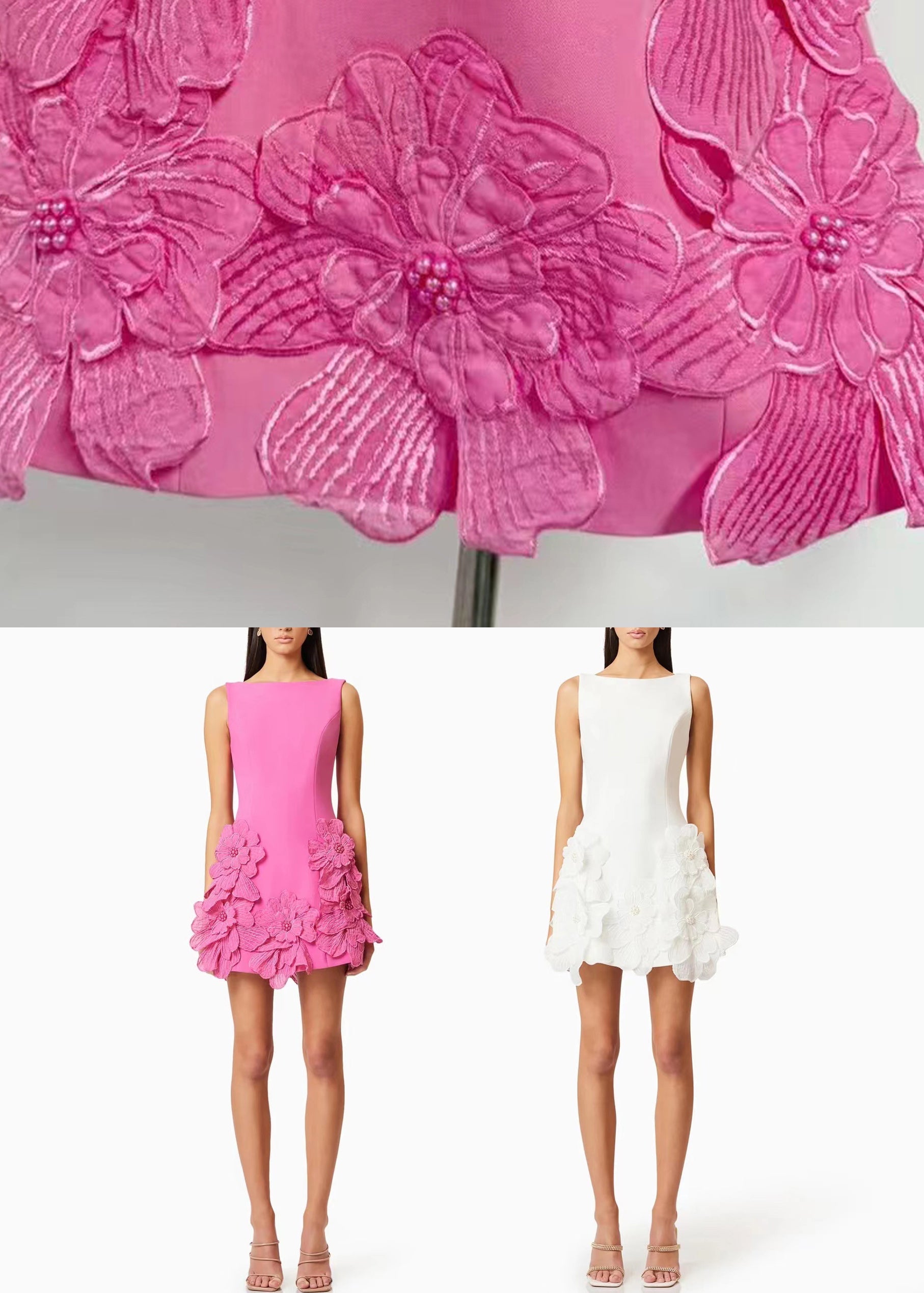 Solid Pink Cotton Dresses French Mini Summer Floral FashionChic