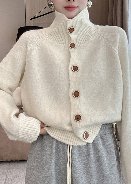 French Pink Hign Neck Button Knit Cardigan Spring YY033 ABC