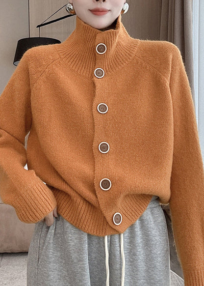 French Pink Hign Neck Button Knit Cardigan Spring YY033 ABC