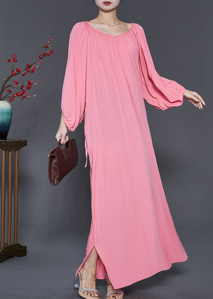 French Pink Oversized Cotton Maxi Dresses Spring SD1047 Ada Fashion