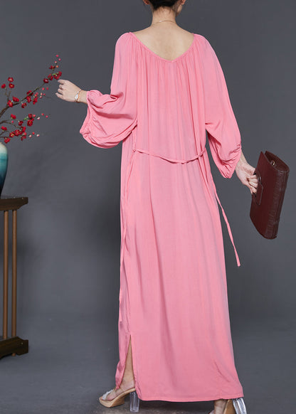 French Pink Oversized Cotton Maxi Dresses Spring SD1047 Ada Fashion