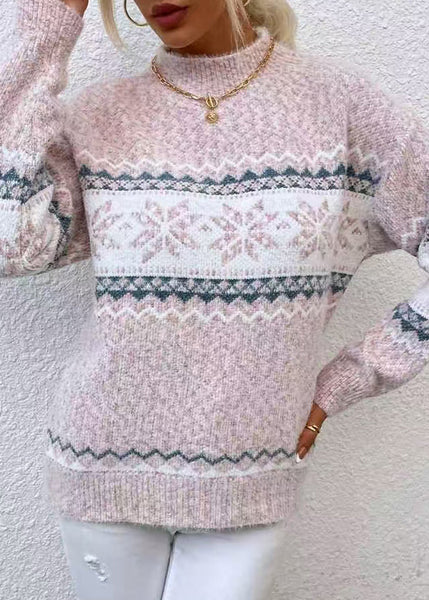 Pink Striped Knit Spring Cozy Sweaters French FashionChic