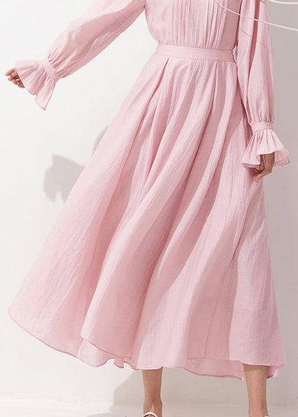 French Pink Zippered Solid High Waist Cotton A Line Skirts Fall AM1024 Genistyle Shop