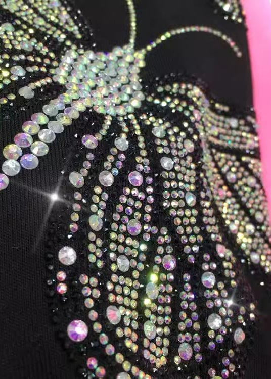 Fall French Pants Zircon Cotton Pink Butterfly FashionChic