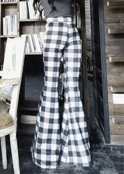 French Plaid High Waist Cotton Flared Trousers Spring ZL031 SH-LF-LPTS240621