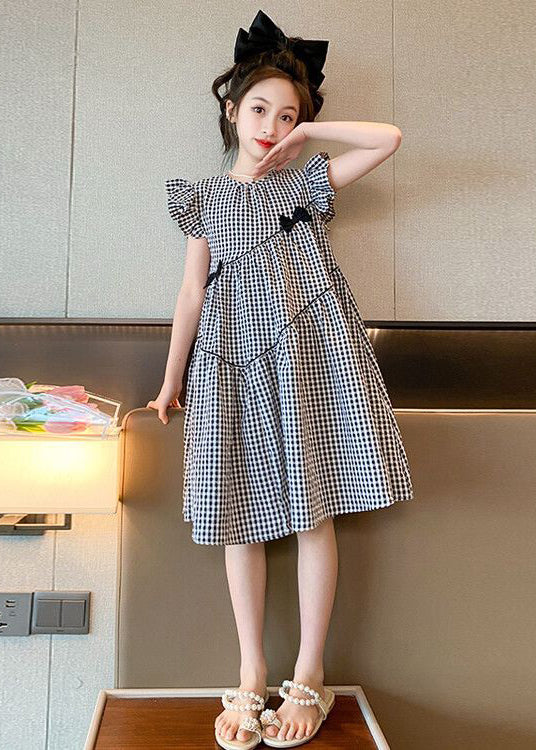 French Plaid O-Neck Patchwork Cotton Girls Dresses Summer TT005 WS-RCTZSDGL240815