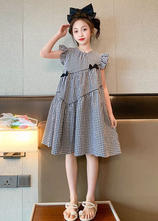 French Plaid O-Neck Patchwork Cotton Girls Dresses Summer TT005 WS-RCTZSDGL240815