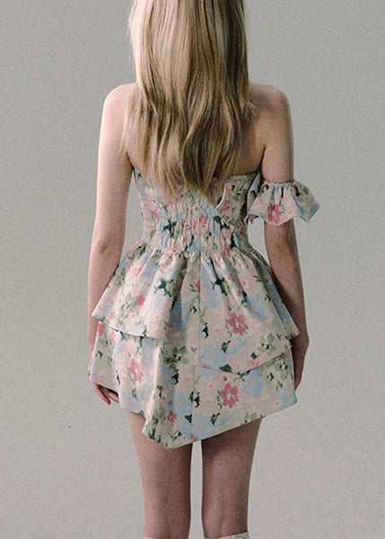 French Print Ruffled Ruffled Cotton Mid Dress Sleeveless EE1040 SH-LF-SDM240517