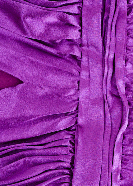 French Purple V Neck Wrinkled High Waist Silk Ankle Dress Fall AM1006 Genistyle Shop