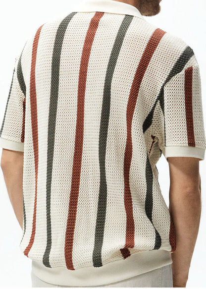 Summer Tees Men Out French Knit Hollow Rainbow Graphic Striped FashionChic